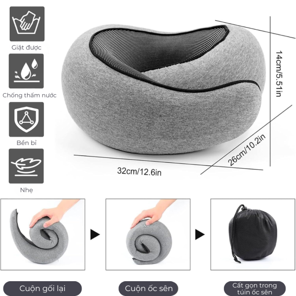 Gối Cao Su Non Cao Cấp SOFTURE Nâng Đỡ 360° Thiết Kế Công Thái Học Bảo Vệ Cột Sống Cổ – SG03