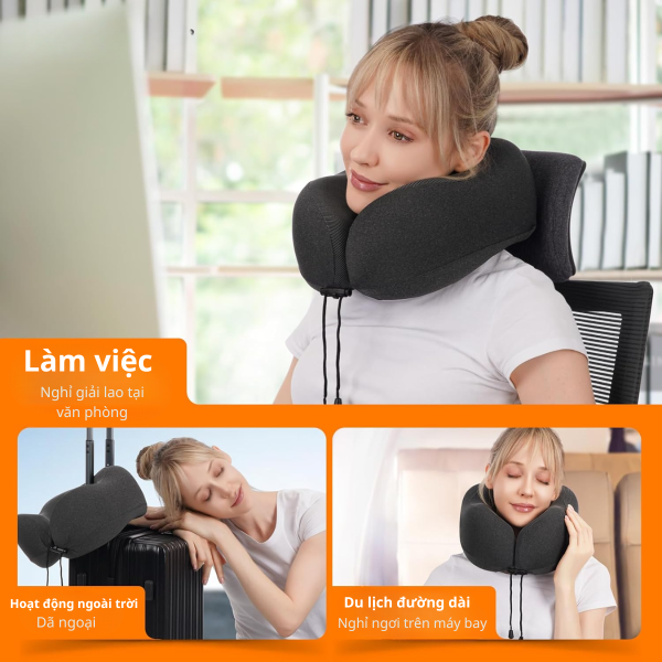 Gối Kê Cổ Du Lịch Cao Su Non Cao Cấp SOFTURE Thiết Kế Công Thái Học Ôm 360°, Bảo Vệ Cổ – SG04