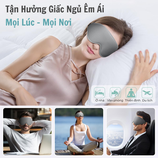 Bịt Mắt Ngủ 3D Cao Cấp SOFTURE Chặn Sáng 100%, Mềm Mại Thoáng Khí Có Dây Đeo Điều Chỉnh – SBM02