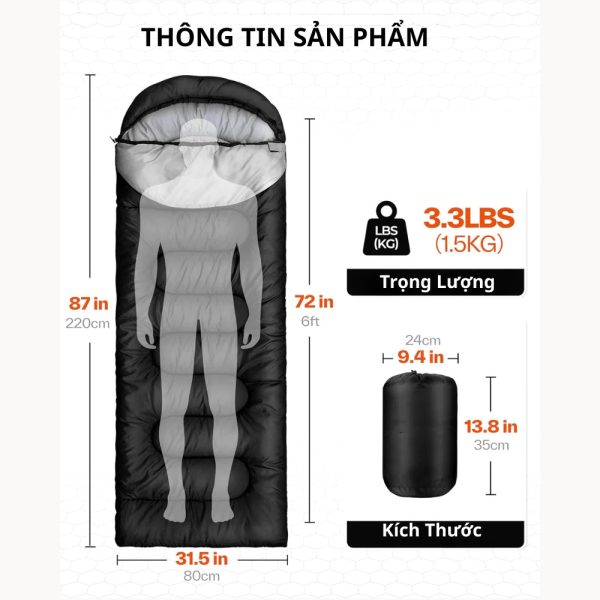 Túi Ngủ Dã Ngoại Văn Phòng SOFTURE Có Thể Ghép Đôi, Du Lịch Cắm Trại, Gấp Gọn Siêu Nhẹ Chống Thấm Nước - STN01